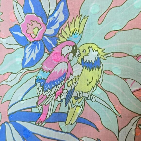 Talbots Tropical Print Tank Blouse Size XL Novelty Print Parrots Island Vacation - Picture 8 of 10
